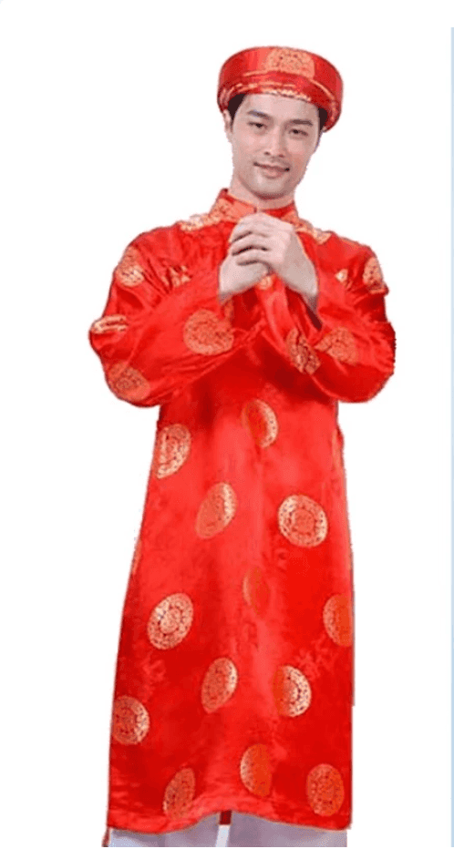 Áo dài Nam truyền thống & mấn Size S màu đỏ
