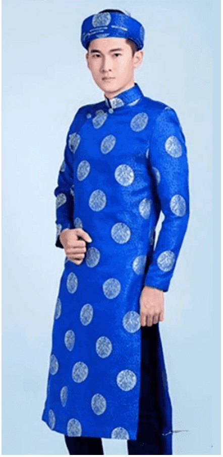Áo dài Nam truyền thống & mấn Size S màu xanh